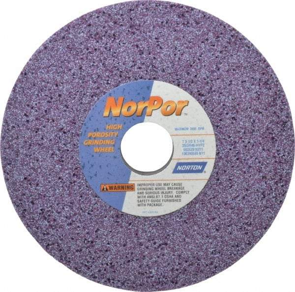 Norton - 7" Diam x 1-1/4" Hole x 1/2" Thick, H Hardness, 46 Grit Surface Grinding Wheel - Ceramic, Type 1, Coarse Grade, 3,600 Max RPM, Vitrified Bond, No Recess - Benchmark Tooling