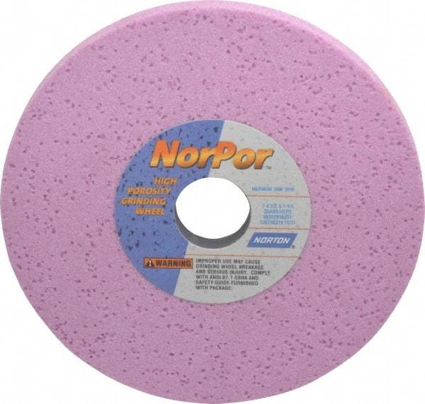 Norton - 7" Diam x 1-1/4" Hole x 1/2" Thick, H Hardness, 60 Grit Surface Grinding Wheel - Aluminum Oxide, Type 1, Medium Grade, 3,600 Max RPM, Vitrified Bond, No Recess - Benchmark Tooling