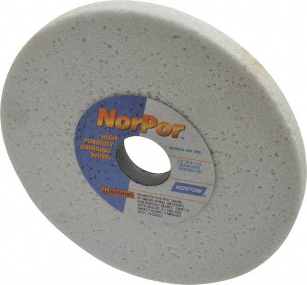 Norton - 7" Diam x 1-1/4" Hole x 1/2" Thick, G Hardness, 46 Grit Surface Grinding Wheel - Aluminum Oxide, Type 1, Coarse Grade, 3,600 Max RPM, Vitrified Bond, No Recess - Benchmark Tooling