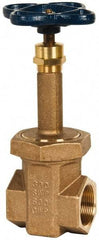 NIBCO - 1-1/2" Pipe, Class 300, Threaded Bronze Alloy Solid Wedge Rising Stem Gate Valve - 600 WOG, 300 WSP, Union Bonnet - Benchmark Tooling