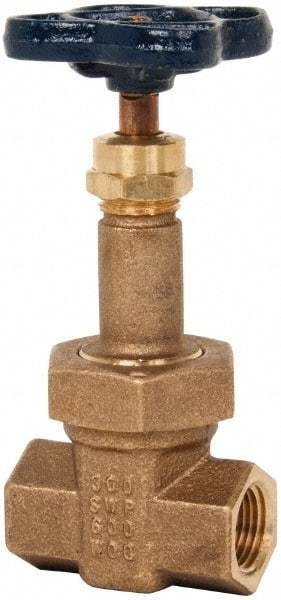 NIBCO - 1/2" Pipe, Class 300, Threaded Bronze Alloy Solid Wedge Rising Stem Gate Valve - 600 WOG, 300 WSP, Union Bonnet - Benchmark Tooling