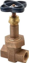 NIBCO - 1/2" Pipe, Class 300, Threaded Bronze Alloy Solid Wedge Rising Stem Gate Valve with Stainless Steel Trim - 600 WOG, 300 WSP, Union Bonnet - Benchmark Tooling
