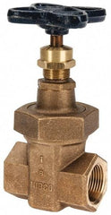NIBCO - 1" Pipe, Class 300, Threaded Bronze Alloy Solid Wedge Stem Gate Valve - 600 WOG, 300 WSP, Union Bonnet - Benchmark Tooling