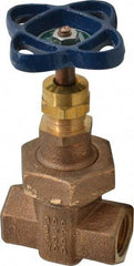 NIBCO - 1/2" Pipe, Class 300, Threaded Bronze Alloy Solid Wedge Stem Gate Valve - 600 WOG, 300 WSP, Union Bonnet - Benchmark Tooling