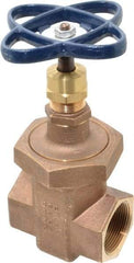 NIBCO - 1-1/2" Pipe, Class 300, Threaded Bronze Alloy Solid Wedge Stem Gate Valve with Stainless Steel Trim - 600 WOG, 300 WSP, Union Bonnet - Benchmark Tooling
