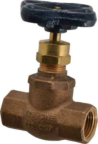 NIBCO - 1/2" Pipe, Threaded Ends, Bronze Integral Globe Valve - Bronze Disc, Screw-In Bonnet, 200 psi WOG, 125 psi WSP, Class 125 - Benchmark Tooling