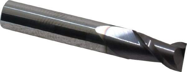 Accupro - 5/16", 1/2" LOC, 5/16" Shank Diam, 2" OAL, 2 Flute, Solid Carbide Square End Mill - Single End, AlTiN Finish, Spiral Flute, 40° Helix, Centercutting, Right Hand Cut, Right Hand Flute - Benchmark Tooling