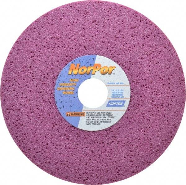 Norton - 8" Diam x 1-1/4" Hole x 1/2" Thick, H Hardness, 46 Grit Surface Grinding Wheel - Aluminum Oxide, Type 1, Coarse Grade, 3,600 Max RPM, Vitrified Bond, No Recess - Benchmark Tooling