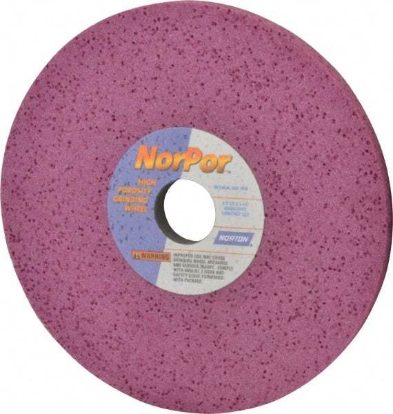 Norton - 8" Diam x 1-1/4" Hole x 1/2" Thick, H Hardness, 60 Grit Surface Grinding Wheel - Aluminum Oxide, Type 1, Medium Grade, 3,600 Max RPM, Vitrified Bond, No Recess - Benchmark Tooling