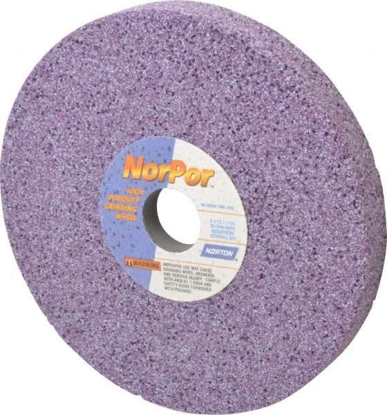 Norton - 8" Diam x 1-1/4" Hole x 1" Thick, G Hardness, 46 Grit Surface Grinding Wheel - Ceramic, Type 5, Coarse Grade, 3,600 Max RPM, Vitrified Bond, One-Side Recess - Benchmark Tooling