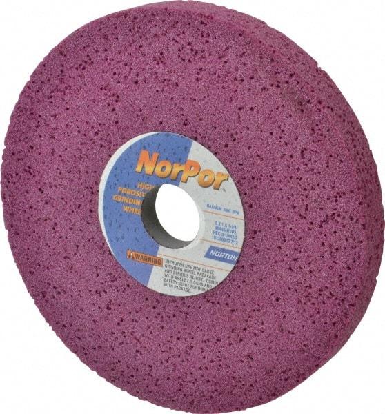 Norton - 8" Diam x 1-1/4" Hole x 1" Thick, H Hardness, 46 Grit Surface Grinding Wheel - Aluminum Oxide, Type 5, Coarse Grade, 3,600 Max RPM, Vitrified Bond, One-Side Recess - Benchmark Tooling