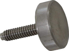 Gibraltar - 1/4-20 Knurled Shoulderless Dog Point Tip Grade 18-8 Stainless Steel Thumb Screw - 1-5/16" OAL, 1" Head Diam x 5/16" Head Height - Benchmark Tooling