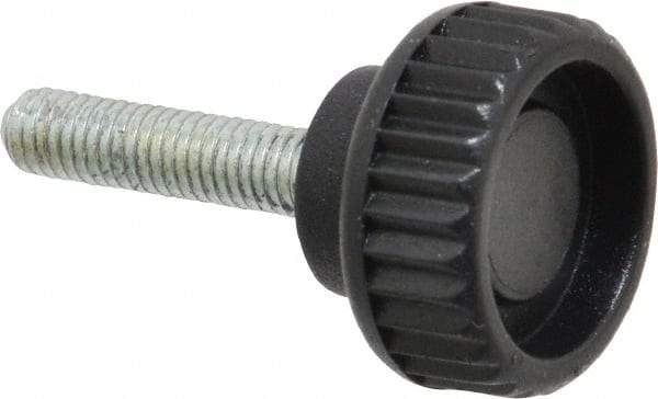 Gibraltar - #10-32 Knurled Shoulder Steel Thumb Screw - 1.33" OAL, 0.32" Head Height, Zinc-Plated Finish - Benchmark Tooling