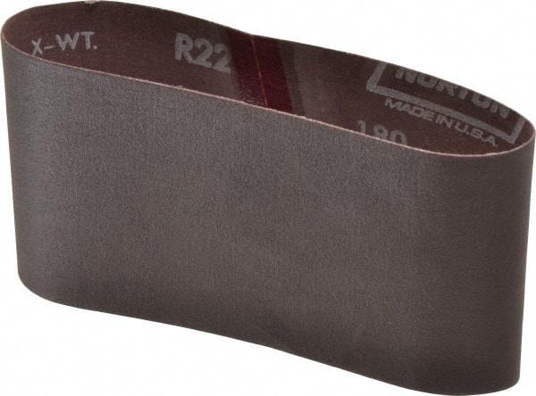 Norton - 3-1/2" Wide x 15-1/2" OAL, 180 Grit, Aluminum Oxide Abrasive Belt - Aluminum Oxide, Very Fine, Coated, Series R228 - Benchmark Tooling