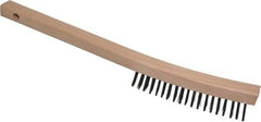 Weiler - 3 Rows x 19 Columns Steel Scratch Brush - 5-1/2" Brush Length, 14" OAL, 1-3/16" Trim Length, Wood Curved Handle - Benchmark Tooling