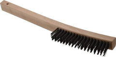 Weiler - 4 Rows x 18 Columns Steel Scratch Brush - 6" Brush Length, 14" OAL, 1-3/16" Trim Length, Wood Curved Handle - Benchmark Tooling