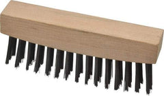 Weiler - 3 Rows x 15 Columns Steel Scratch Brush - 4-1/2" Brush Length, 4-5/8" OAL, 1-1/8" Trim Length, Wood Straight Handle - Benchmark Tooling