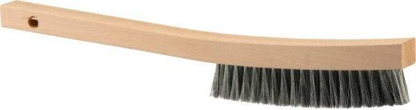 Weiler - 3 Rows x 19 Columns Steel Plater Brush - 5-1/2" Brush Length, 13" OAL, 1" Trim Length, Wood Curved Handle - Benchmark Tooling