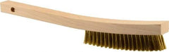 Weiler - 3 Rows x 19 Columns Brass Plater Brush - 5-1/2" Brush Length, 13" OAL, 1" Trim Length, Wood Curved Handle - Benchmark Tooling