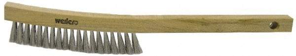 Weiler - 4 Rows x 18 Columns Stainless Steel Plater Brush - 5" Brush Length, 10" OAL, 1" Trim Length, Wood Shoe Handle - Benchmark Tooling