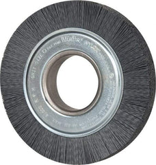 Weiler - 6" OD, 2" Arbor Hole, Crimped Nylon Wheel Brush - 1" Face Width, 1-1/4" Trim Length, 0.022" Filament Diam, 3,600 RPM - Benchmark Tooling