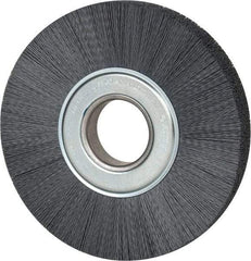 Weiler - 8" OD, 2" Arbor Hole, Crimped Nylon Wheel Brush - 1" Face Width, 2-1/4" Trim Length, 0.022" Filament Diam, 3,600 RPM - Benchmark Tooling