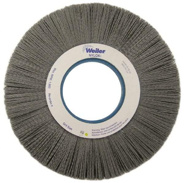 Weiler - 10" OD, 2" Arbor Hole, Crimped Nylon Wheel Brush - 1" Face Width, 3" Trim Length, 0.022" Filament Diam, 3,600 RPM - Benchmark Tooling