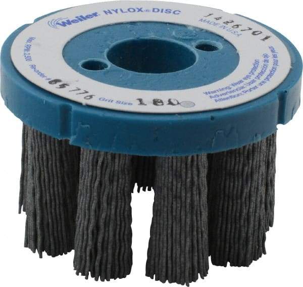 Weiler - 3" 180 Grit Silicon Carbide Crimped Disc Brush - Very Fine Grade, Plain Hole Connector, 1-1/2" Trim Length, 7/8" Arbor Hole - Benchmark Tooling