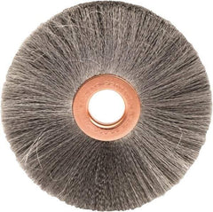 Weiler - 3" OD, 1/2" Arbor Hole, Crimped Steel Wheel Brush - 5/8" Face Width, 1" Trim Length, 0.003" Filament Diam, 20,000 RPM - Benchmark Tooling