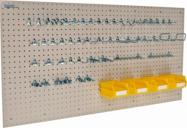 Triton - 48" Wide x 24" High Storage Peg Board, Hooks & Spacers - 2 Panels, 44 Hooks, Polypropylene Board, Steel Hooks, White - Benchmark Tooling