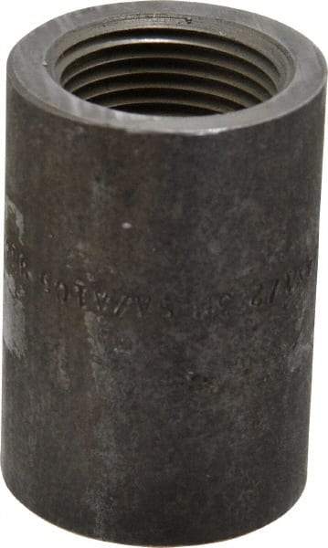 Made in USA - Size 3/4 x 1/2", Class 3,000, Forged Carbon Steel Black Pipe Reducing Coupling - 3,000 psi, Threaded End Connection - Benchmark Tooling