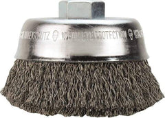 Milwaukee Tool - 4" OD, 5/8" Arbor Hole, Crimped Stainless Steel Wheel Brush - 1/2" Face Width, 3/4" Trim Length, 0.014" Filament Diam, 12,000 RPM - Benchmark Tooling