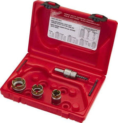 Milwaukee Tool - 5 Piece, 7/8" to 1-3/8" Saw Diam, Electrician's Hole Saw Kit - Carbide-Tipped, Gulleted Edge, Pilot Drill Model No. 49-57-0035, 49-57-0038, Includes 3 Hole Saws - Benchmark Tooling