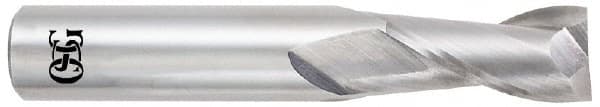 OSG - 9/16", 1-1/8" LOC, 9/16" Shank Diam, 3-1/2" OAL, 2 Flute, Solid Carbide Square End Mill - Single End, Uncoated, Spiral Flute, 30° Helix, Centercutting, Right Hand Cut, Right Hand Flute, Series 452 - Benchmark Tooling