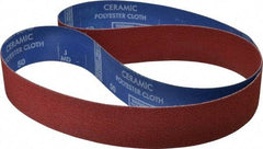 Norton - 2" Wide x 60" OAL, 50 Grit, Ceramic Abrasive Belt - Ceramic, Coarse, Coated, Y Weighted Cloth Backing, Series R981 - Benchmark Tooling