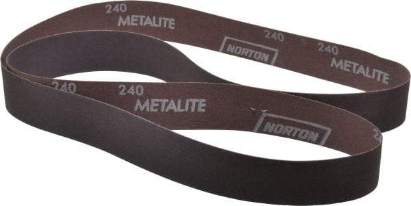 Norton - 1-1/2" Wide x 60" OAL, 240 Grit, Aluminum Oxide Abrasive Belt - Aluminum Oxide, Very Fine, Coated, Series R228 - Benchmark Tooling