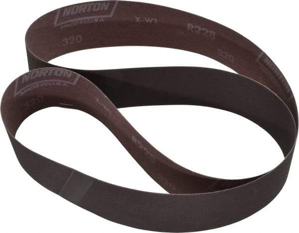 Norton - 2" Wide x 48" OAL, 320 Grit, Aluminum Oxide Abrasive Belt - Aluminum Oxide, Extra Fine, Coated, Series R228 - Benchmark Tooling