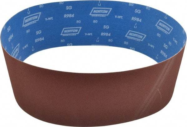 Norton - 6" Wide x 48" OAL, 80 Grit, Ceramic Abrasive Belt - Ceramic, Medium, Coated, Y Weighted Cloth Backing, Series R984 - Benchmark Tooling