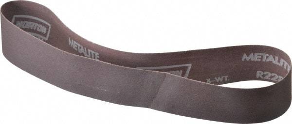 Norton - 2" Wide x 30" OAL, 120 Grit, Aluminum Oxide Abrasive Belt - Aluminum Oxide, Fine, Coated, Series R228 - Benchmark Tooling