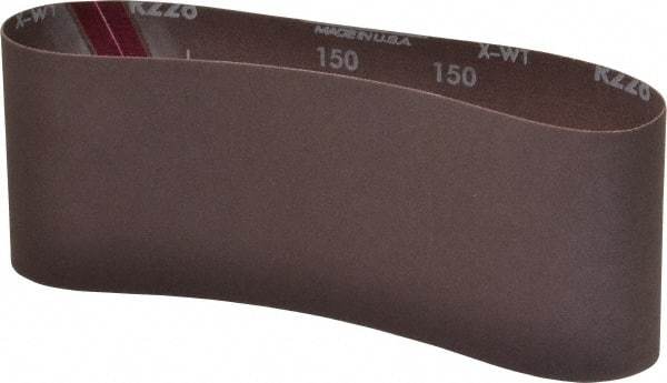 Norton - 4" Wide x 24" OAL, 150 Grit, Aluminum Oxide Abrasive Belt - Aluminum Oxide, Very Fine, Coated, Series R228 - Benchmark Tooling