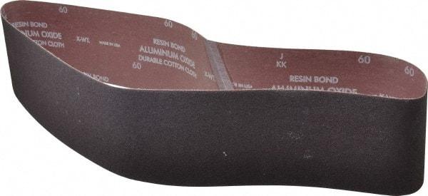 Norton - 4" Wide x 48" OAL, 60 Grit, Aluminum Oxide Abrasive Belt - Aluminum Oxide, Medium, Coated, Series R228 - Benchmark Tooling