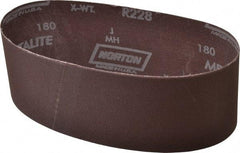 Norton - 3" Wide x 21" OAL, 180 Grit, Aluminum Oxide Abrasive Belt - Aluminum Oxide, Very Fine, Coated, Series R228 - Benchmark Tooling