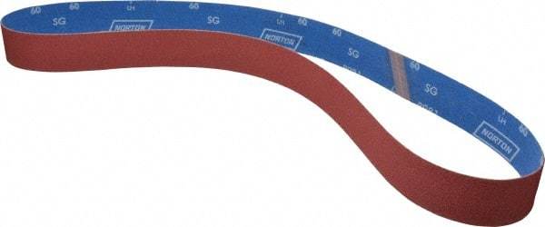 Norton - 2" Wide x 60" OAL, 60 Grit, Ceramic Abrasive Belt - Ceramic, Medium, Coated, Y Weighted Cloth Backing, Series R981 - Benchmark Tooling