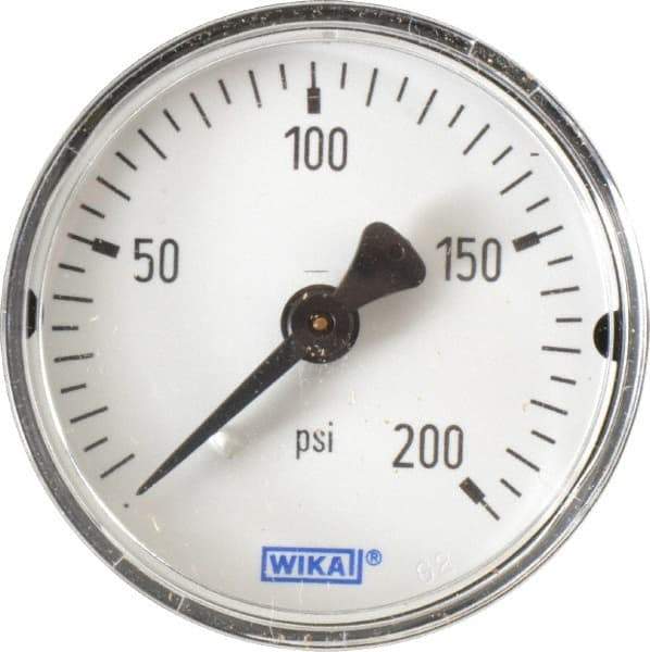 Wika - 2" Dial, 1/4 Thread, 0-200 Scale Range, Pressure Gauge - Center Back Connection Mount, Accurate to 3-2-3% of Scale - Benchmark Tooling