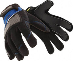 HexArmor - Size L (9), ANSI Cut Lvl A6, Puncture Lvl 3, Synthetic Leather Cut & Puncture Resistant Gloves - Hook & Loop Cuff, Black/Blue, Paired - Benchmark Tooling