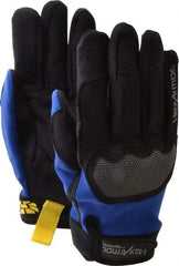 HexArmor - Size XL (10), ANSI Cut Lvl A6, Puncture Lvl 3, Synthetic Leather Cut & Puncture Resistant Gloves - Hook & Loop Cuff, Black/Blue, Paired - Benchmark Tooling