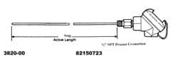 Thermo Electric - -148 to 900°F, 100 OMS Industrial RTD, Thermocouple Probe - 1/2 Inch Hex Mount, 4 Inch Probe Sheath Length, 10 Sec Response Time - Benchmark Tooling