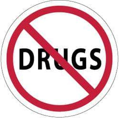 NMC - Drugs, Hard Hat Label - Red & Black on White, 2" Thick, For Accident Prevention - Benchmark Tooling