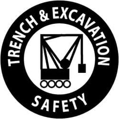 NMC - Trench & Excavation Safety, Hard Hat Label - Black on White, 2" Thick, For Accident Prevention - Benchmark Tooling