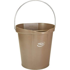 Vikan - 3 Gal, 12-1/2" High, Polypropylene Round Brown Single Pail with Pour Spout - Handle Included, 12.81" Top Diam - Benchmark Tooling